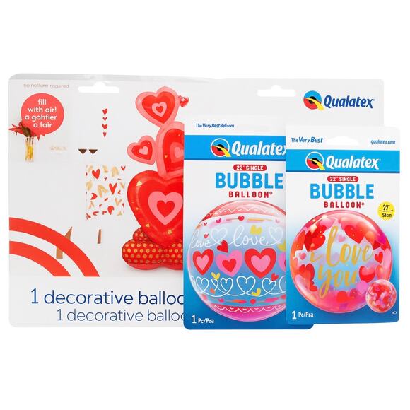 Valentine’s Day Balloon Set – Anagram AirLoonz Hearts & Bubble Balloons – 3 Pack - Picture 2 of 12